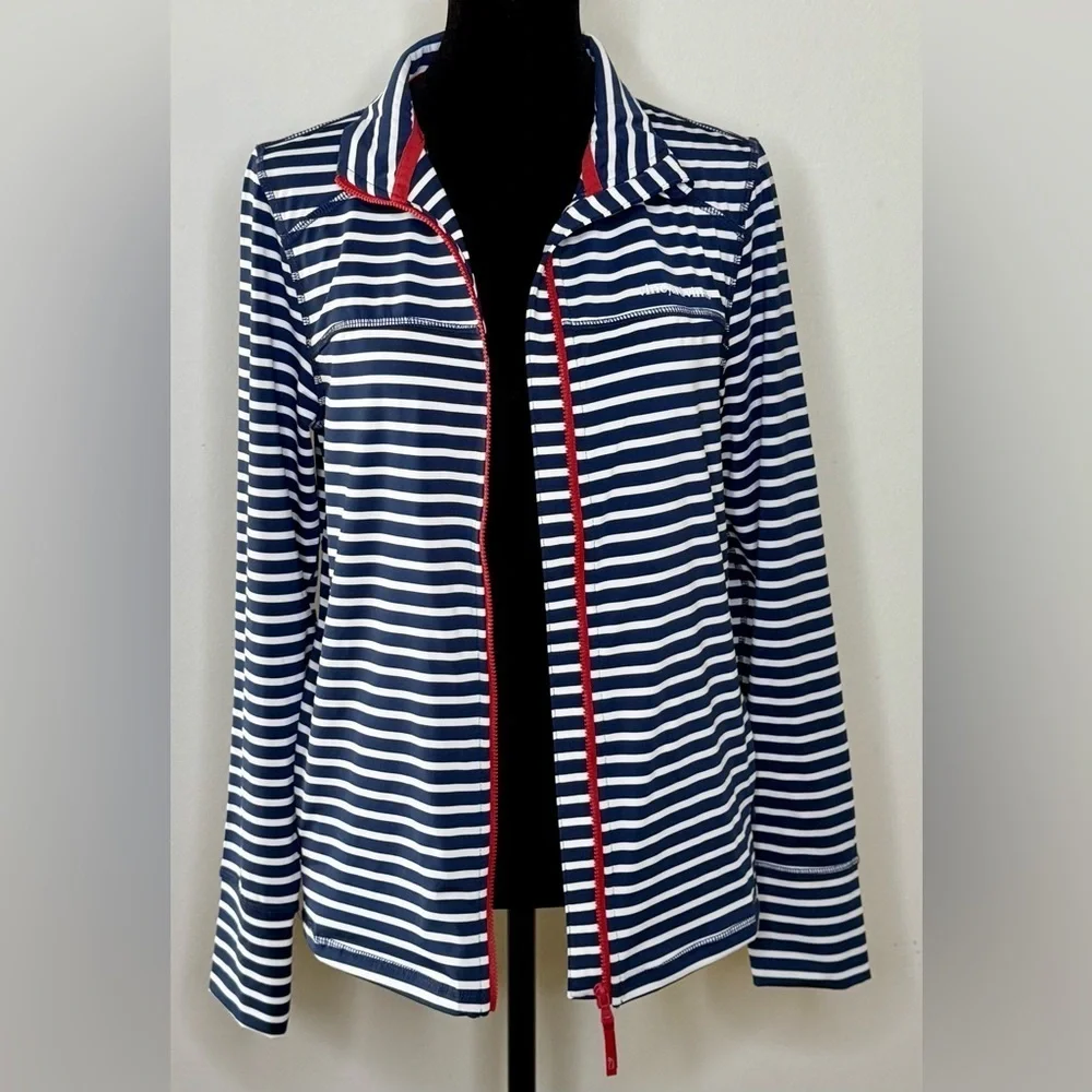 Vineyard Vines navy and white stripe summer beach jacket preppy nautical XS EUC
